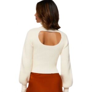Forever Twenty One Ribbed Turtleneck Cutout Sweater Vanilla Size XL